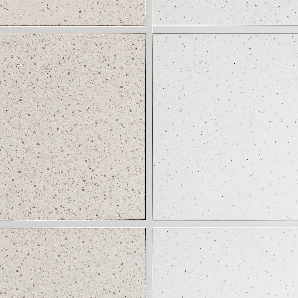 Before and after ceiling tile cleaning comparison
