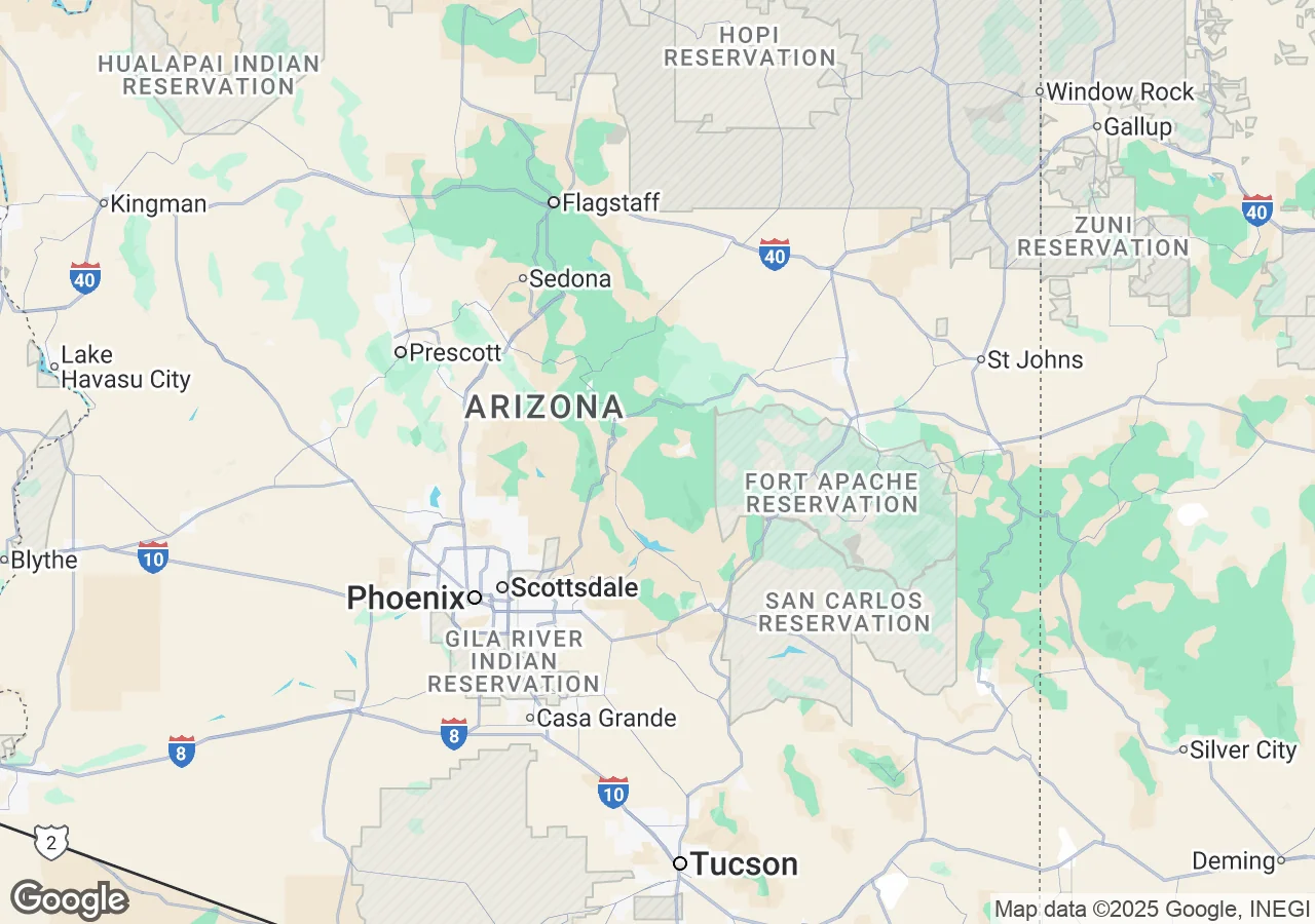 Arizona commercial ceiling cleaning service area map showing coverage in Phoenix, Scottsdale, Mesa, Tucson, Tempe, Chandler, Gilbert, Glendale, and Peoria