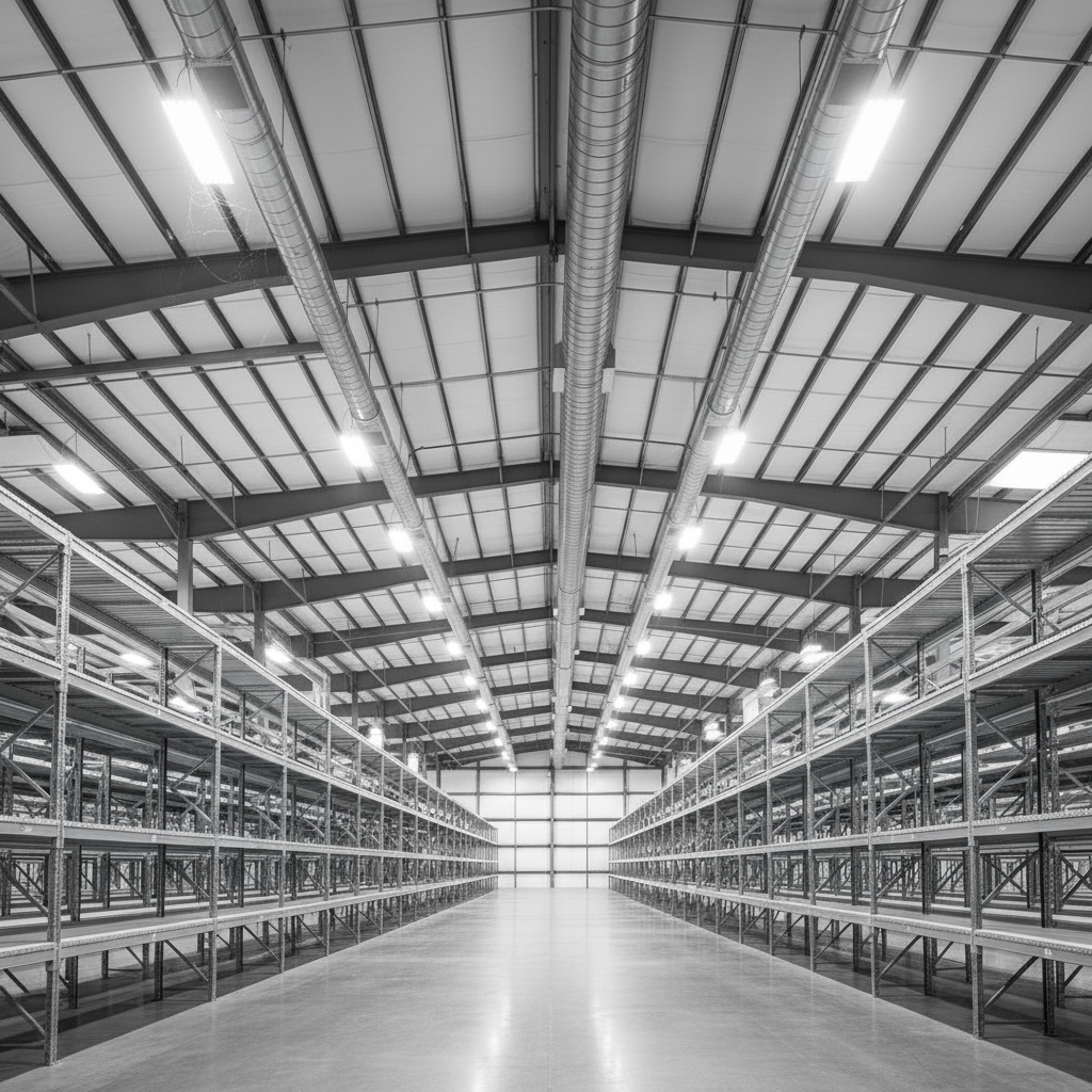 Mesa warehouse-dust-beams before professional cleaning