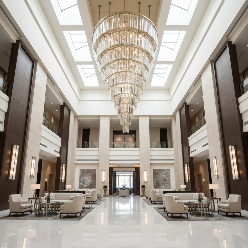 Scottsdale hotel-lobby-chandelier after professional cleaning