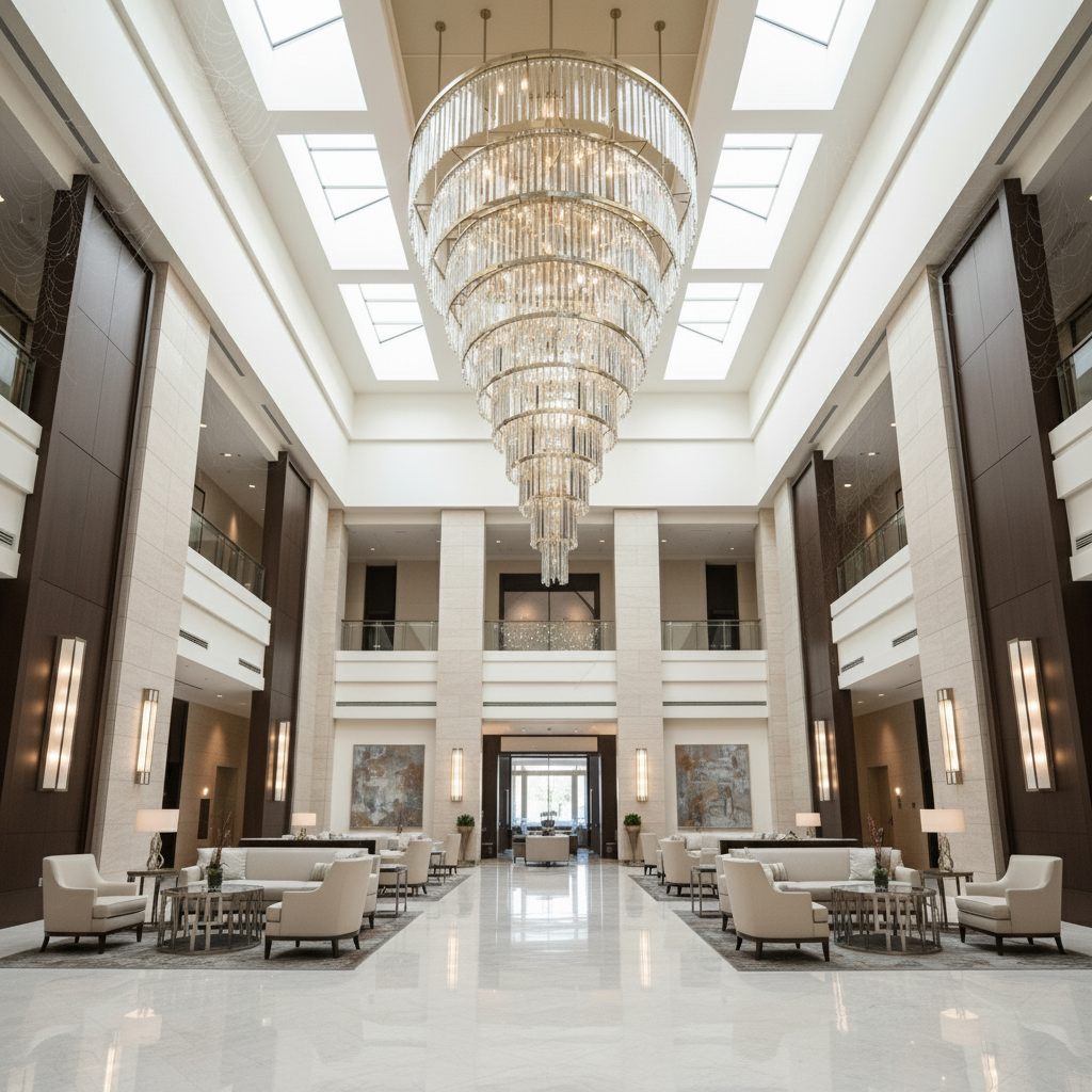 Scottsdale hotel-lobby-chandelier before professional cleaning