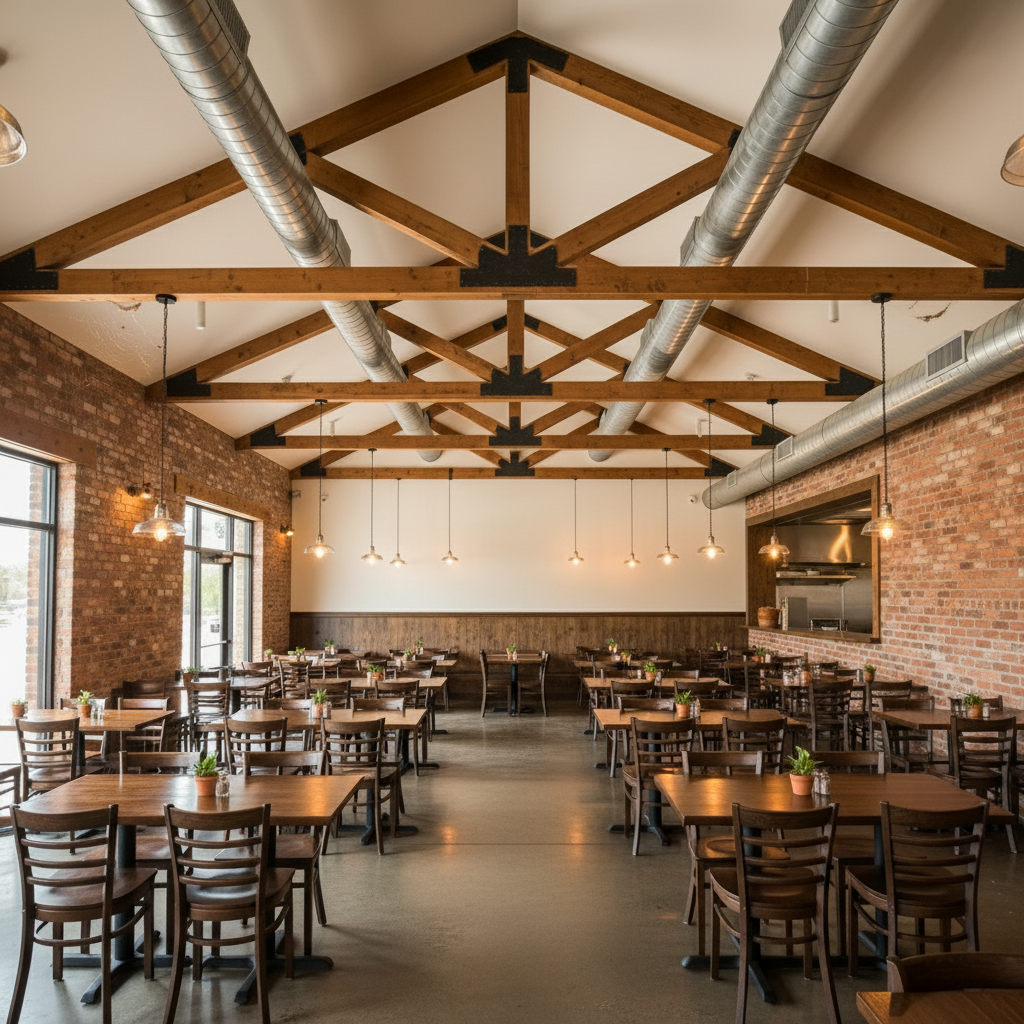 Tucson restaurant-beams-dust before professional cleaning